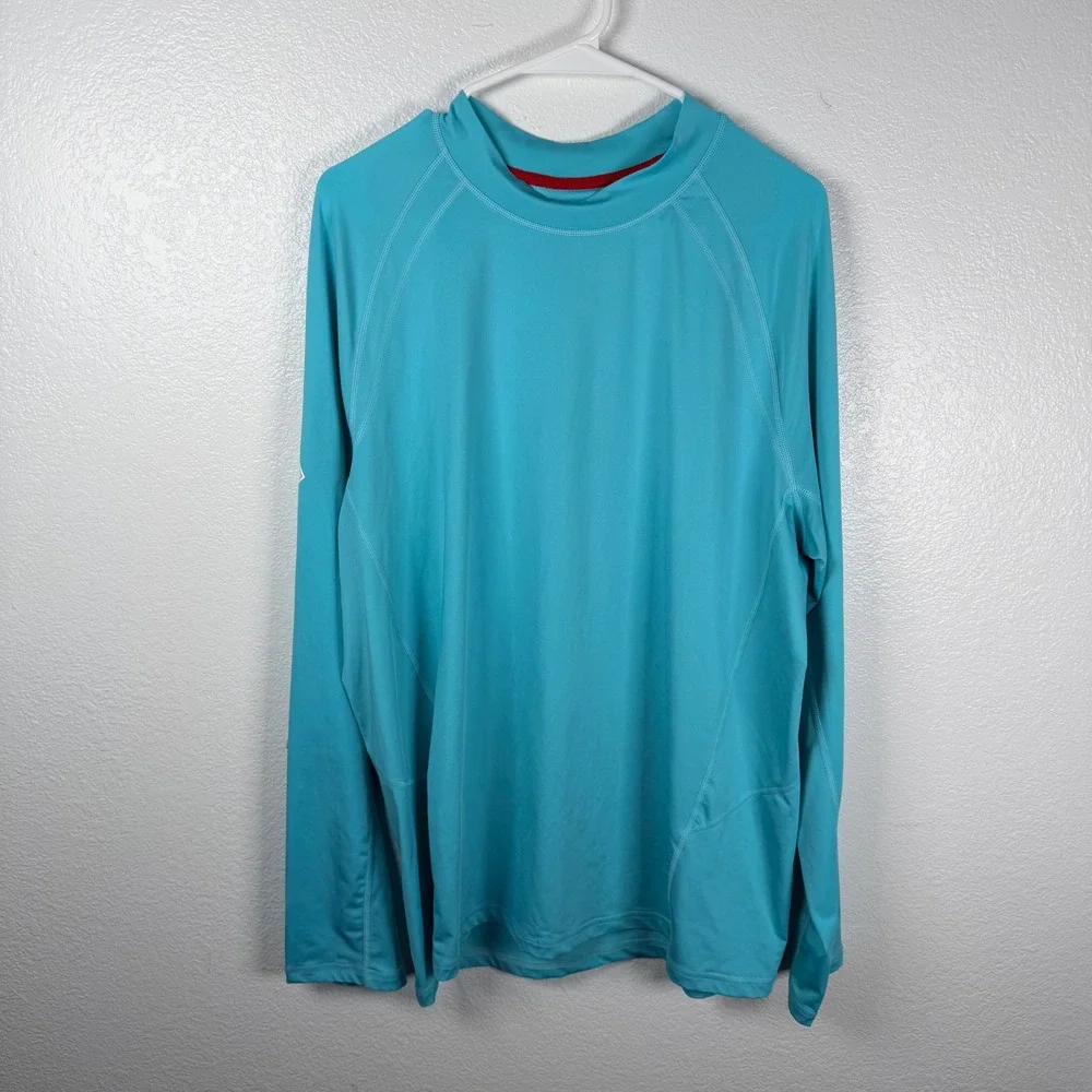 Tommy Bahama Relax UV Tech Rash Guard Large Blue UPF 30 TR215945 Fishing Sun